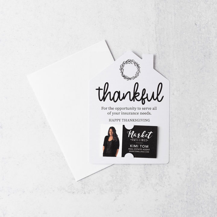 Set of Thankful Insurance Thanksgiving Mailer | Envelopes Included | M18-M001 - Market Dwellings