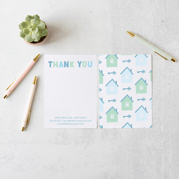Customizable | Set of Thank You Notecards | Envelopes Included | M2-M006 - Market Dwellings