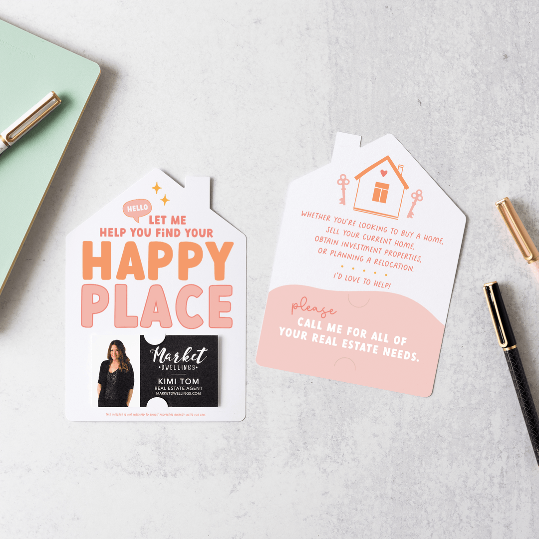 "Let Me Help You Find Your Happy Place" Real Estate Mailers | Envelopes Included | M2-M001-AB Mailer Market Dwellings PINK  