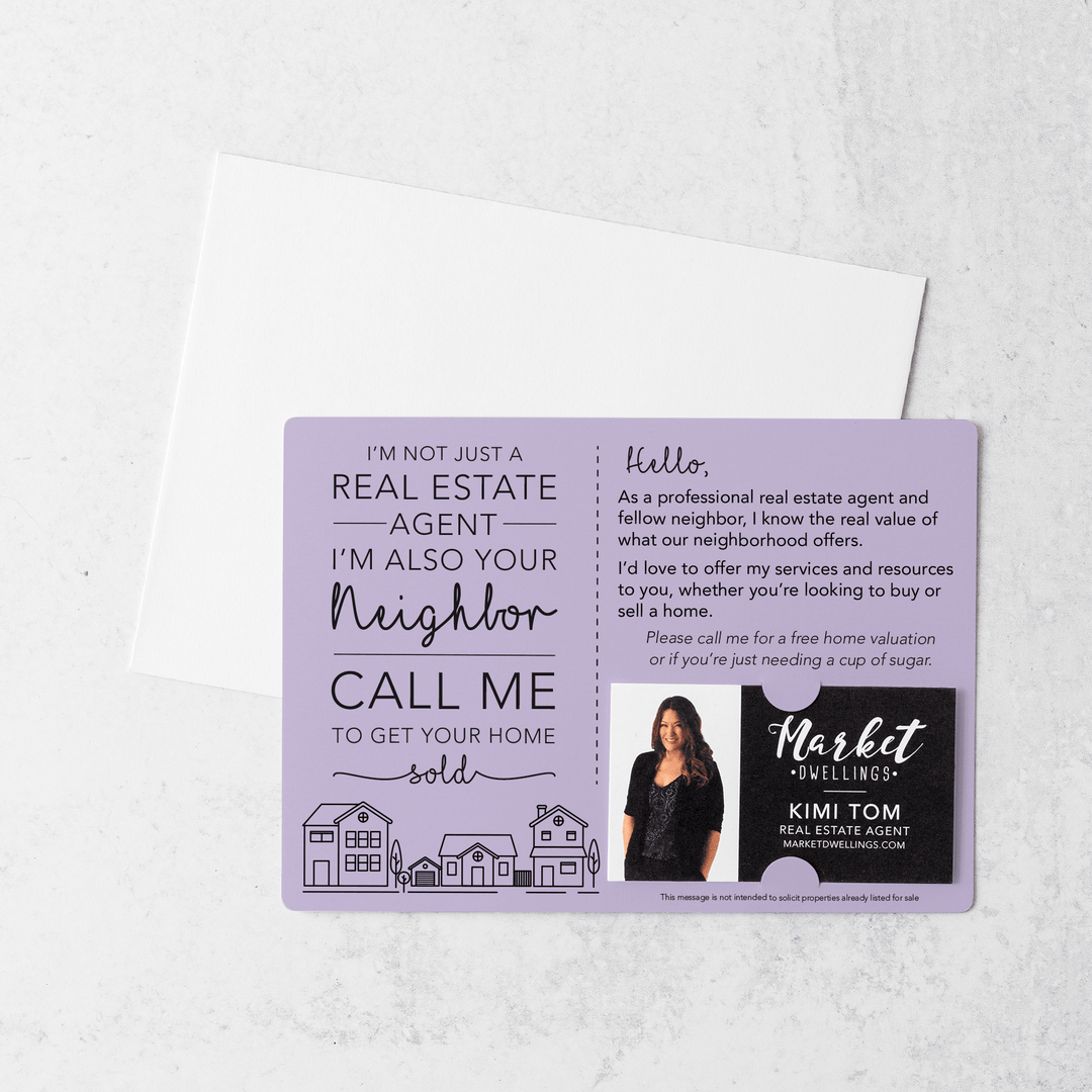 Set of I'm not just a Real Estate Agent, I'm also your Neighbor Mailer | Envelopes Included | M2-M003 Mailer Market Dwellings LIGHT PURPLE  