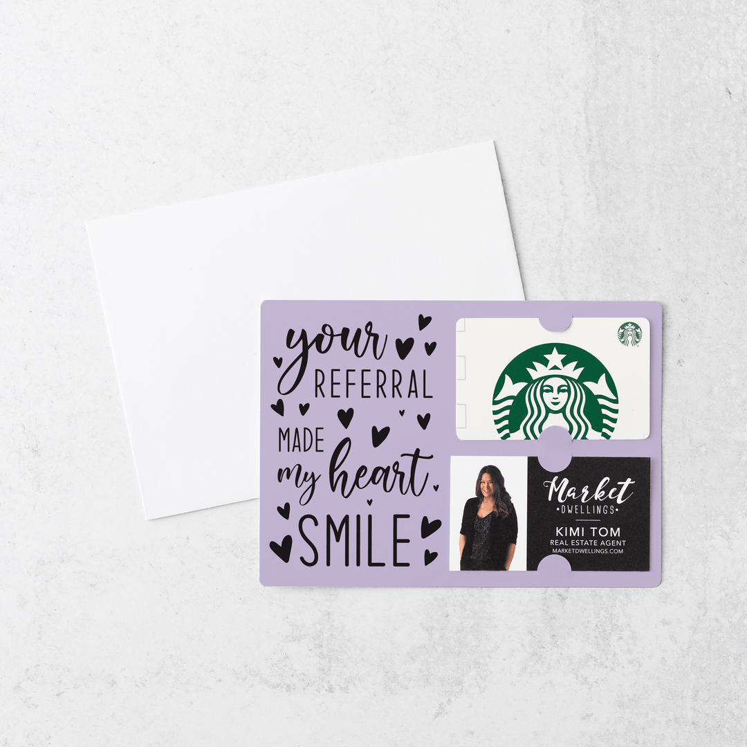 Set of "Your Referral Made My Heart Smile" Gift Card & Business Card Holder Mailer | Envelopes Included | M2-M008 - Market Dwellings