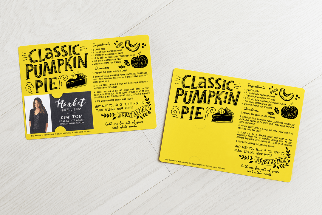Set of Classic Pumpkin Pie Recipe Mailers | Real Estate | Envelopes Included | M20-M004 Mailer Market Dwellings   