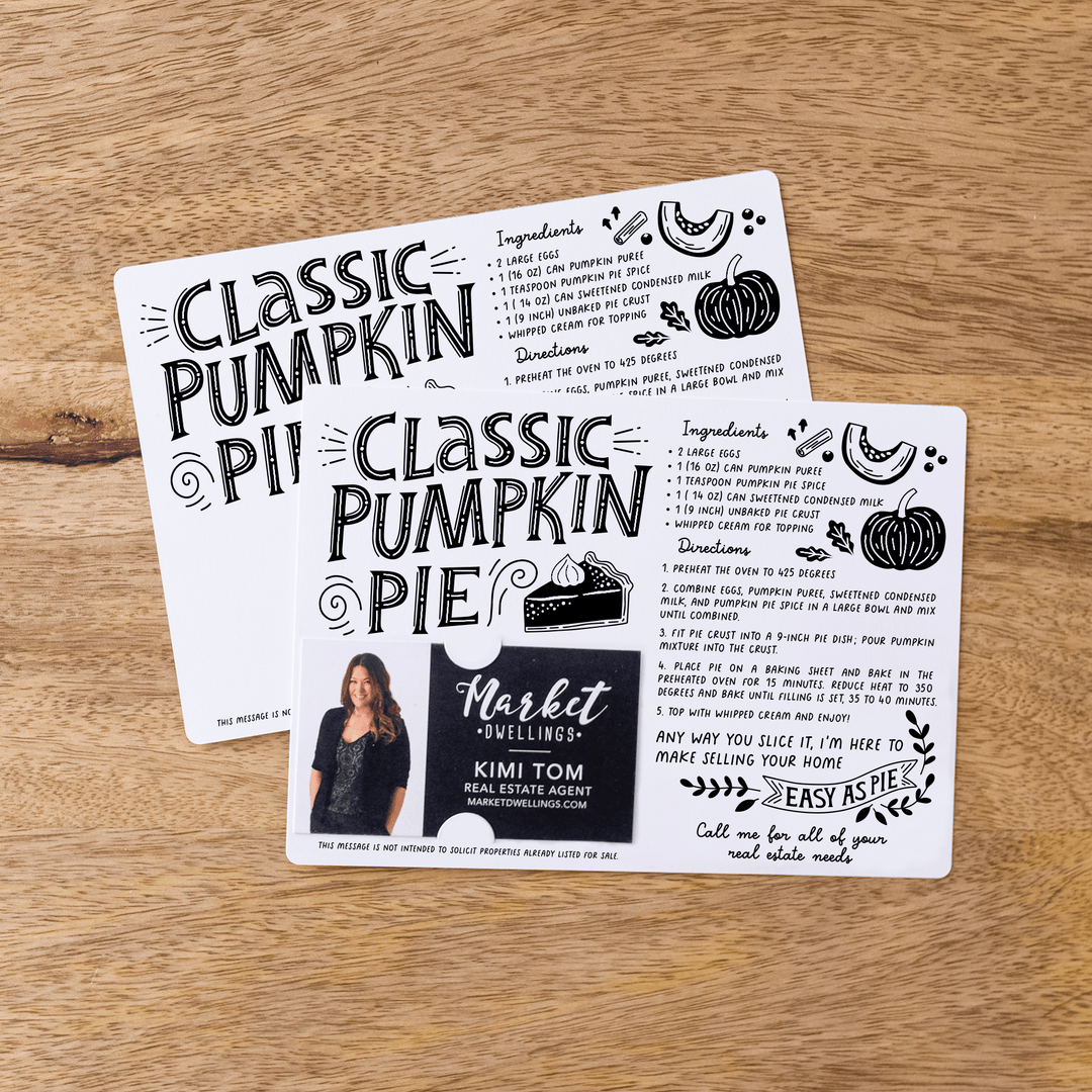 Set of Classic Pumpkin Pie Recipe Mailers | Real Estate | Envelopes Included | M20-M004 Mailer Market Dwellings WHITE  