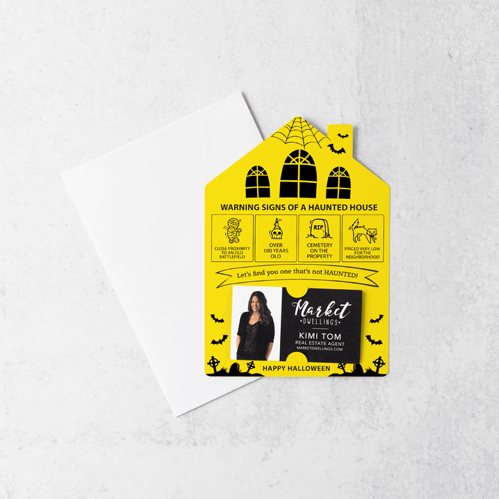 Set of Halloween "Warning Signs of a Haunted House" Mailer | Envelopes Included | M23-M001 Mailer Market Dwellings LEMON  