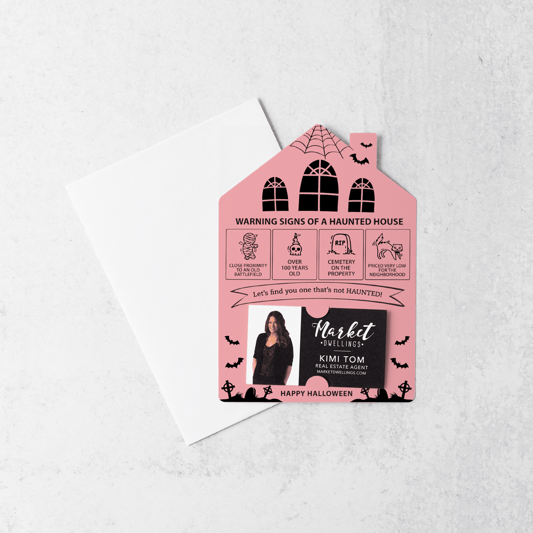 Set of Halloween "Warning Signs of a Haunted House" Mailer | Envelopes Included | M23-M001 Mailer Market Dwellings LIGHT PINK  