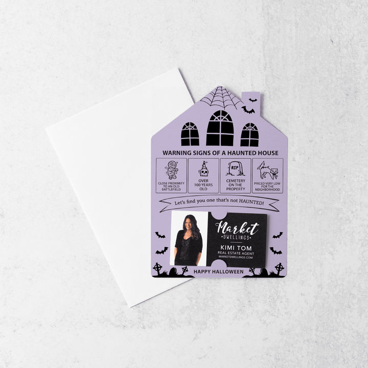 Set of Halloween "Warning Signs of a Haunted House" Mailer | Envelopes Included | M23-M001 Mailer Market Dwellings LIGHT PURPLE  