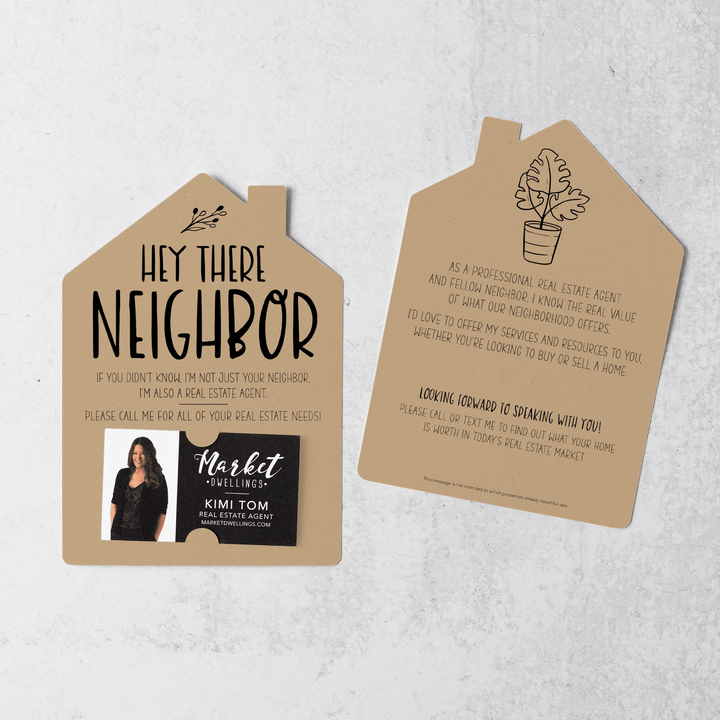 Set of Hey There Neighbor Real Estate Mailers | Envelopes Included  | M25-M001 Mailer Market Dwellings KRAFT  