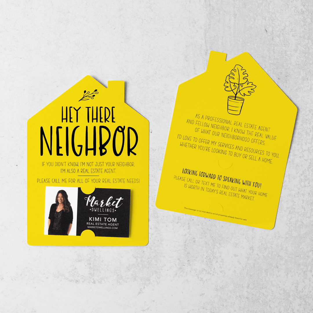 Set of Hey There Neighbor Real Estate Mailers | Envelopes Included  | M25-M001 Mailer Market Dwellings LEMON  