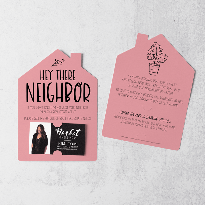 Set of Hey There Neighbor Real Estate Mailers | Envelopes Included  | M25-M001 Mailer Market Dwellings LIGHT PINK  