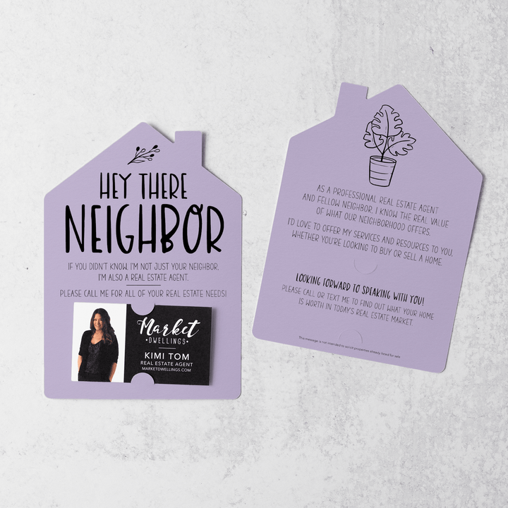 Set of Hey There Neighbor Real Estate Mailers | Envelopes Included  | M25-M001 Mailer Market Dwellings LIGHT PURPLE  