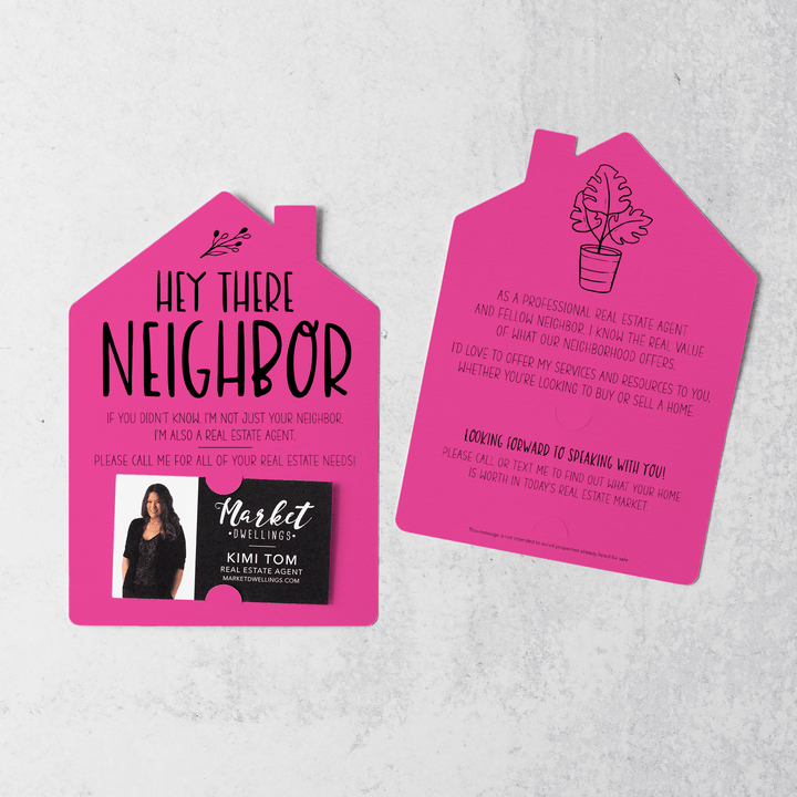 Set of Hey There Neighbor Real Estate Mailers | Envelopes Included  | M25-M001 Mailer Market Dwellings RAZZLE BERRY  