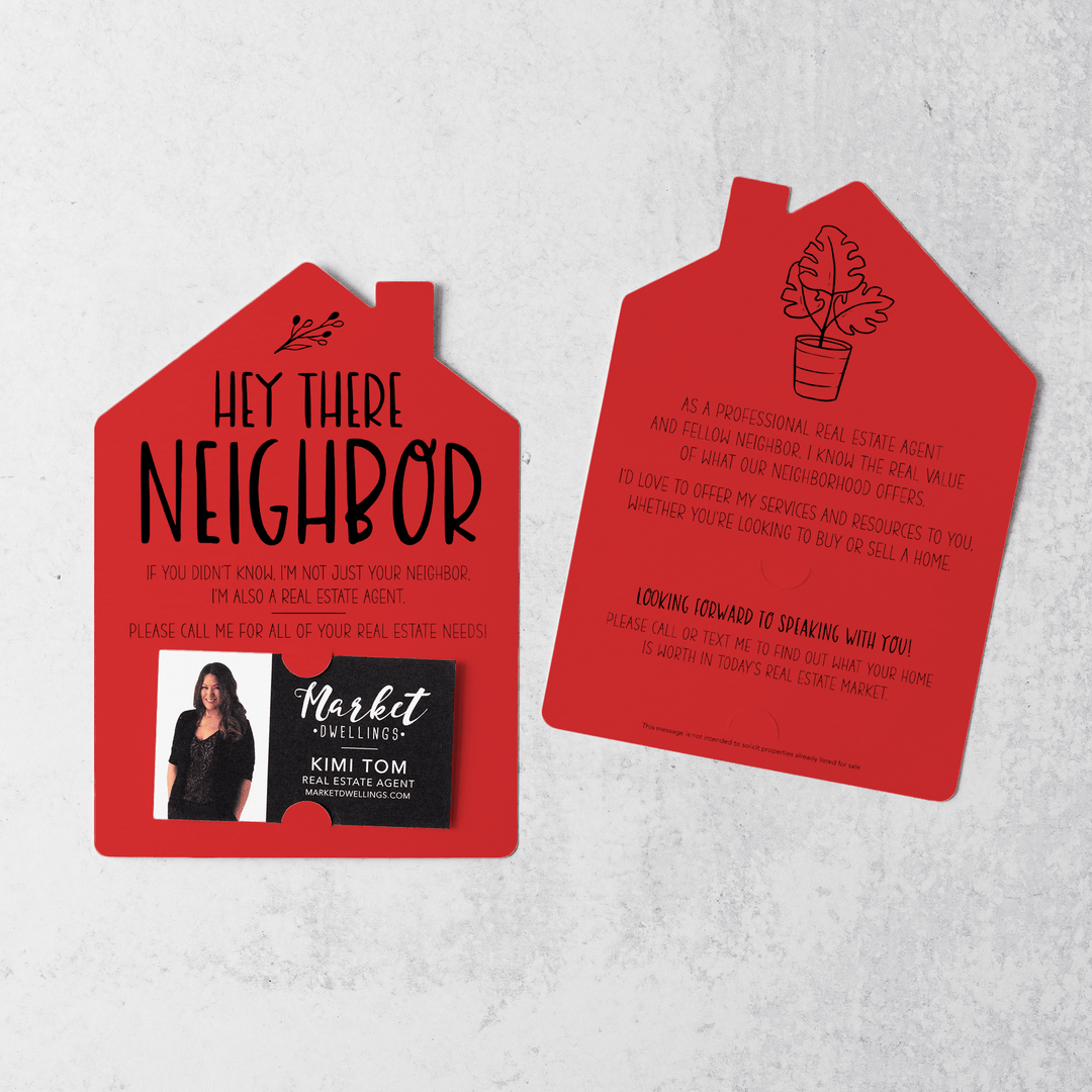 Set of Hey There Neighbor Real Estate Mailers | Envelopes Included  | M25-M001 Mailer Market Dwellings SCARLET  