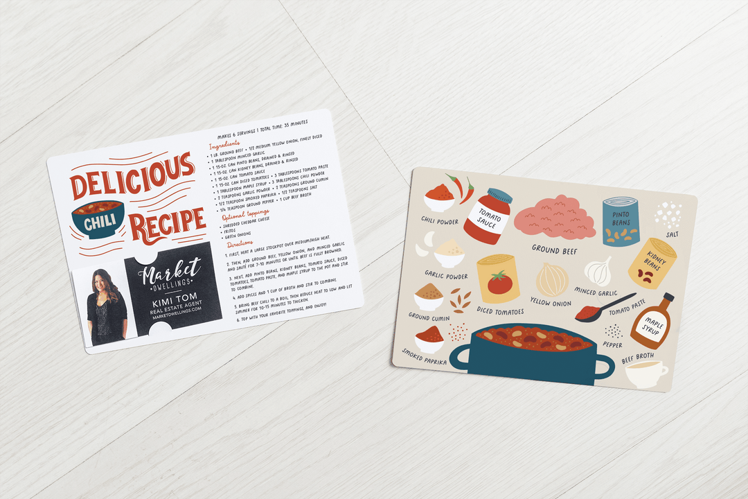Set of Delicious Chili Recipe  | Mailers | Envelopes Included | M25-M004 Mailer Market Dwellings   