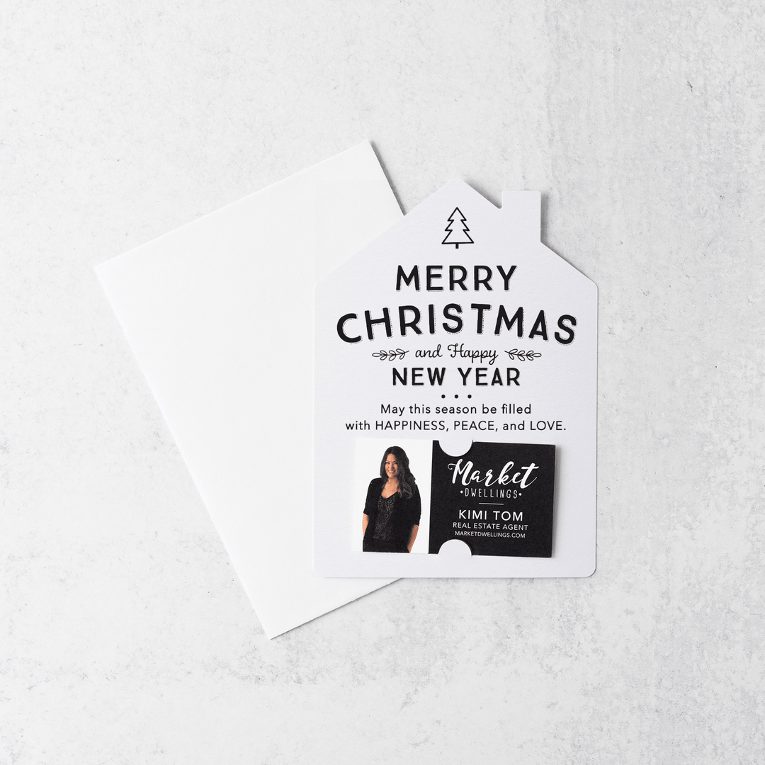 Set of Merry Christmas and Happy New Year Mailers | Envelopes Included | M27-M001 Mailer Market Dwellings WHITE  