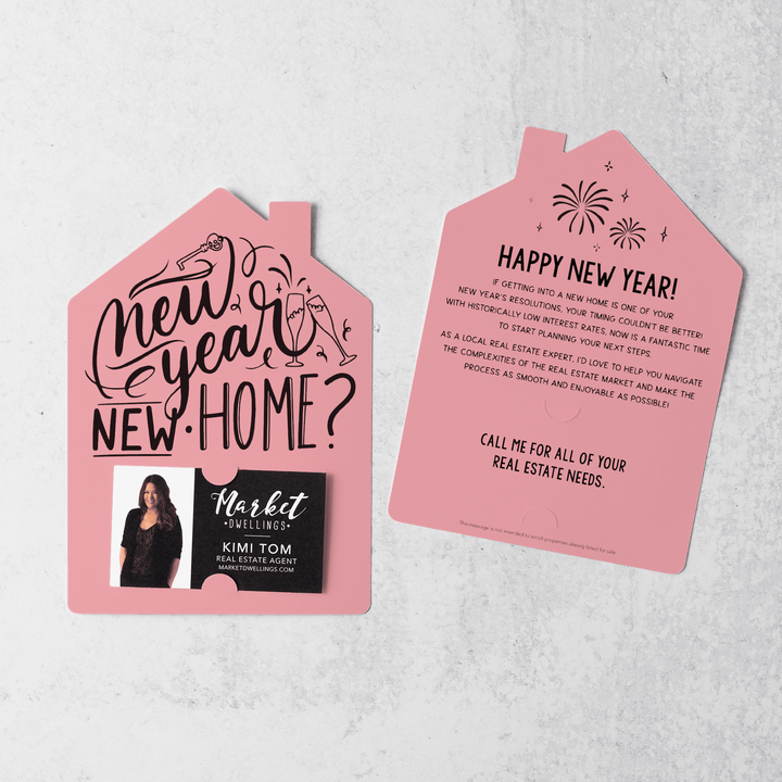 Set of New Year, New Home New Years Mailer | Envelopes Included | M28-M001 Mailer Market Dwellings LIGHT PINK  