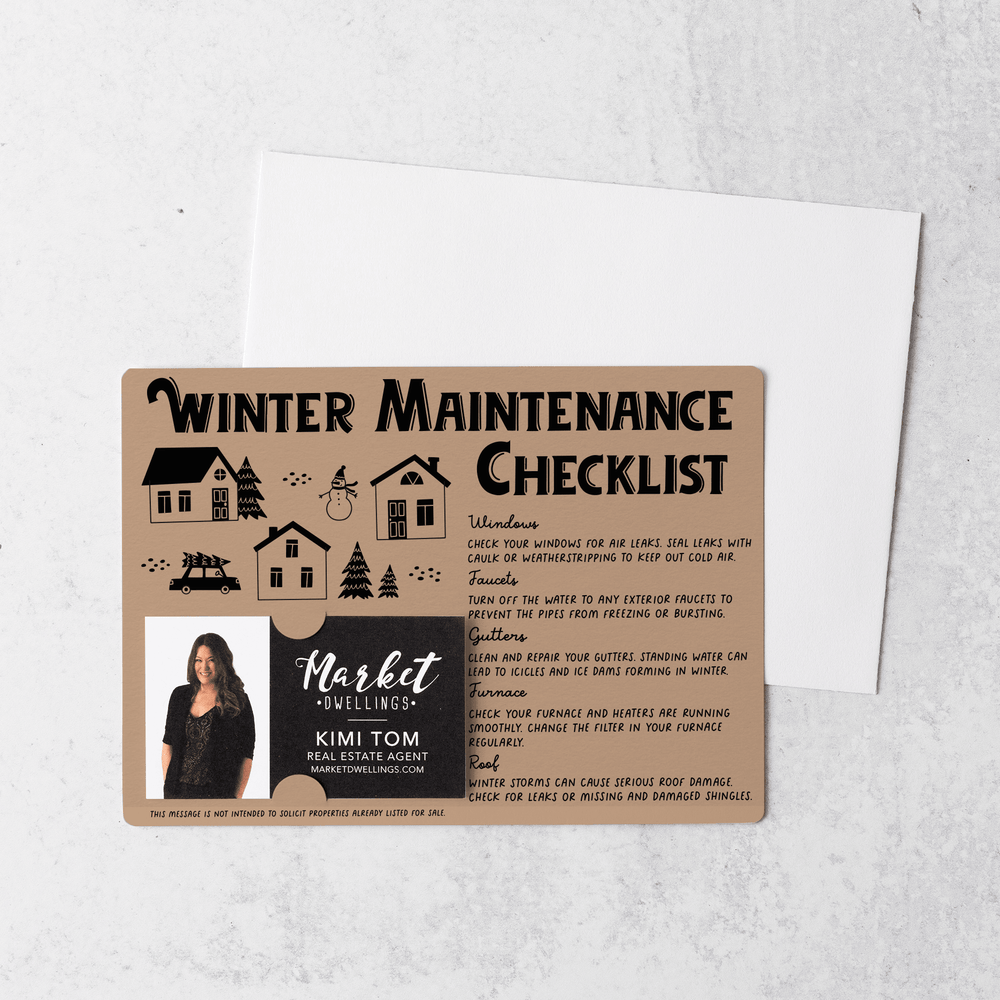Set of Winter Maintenance Checklist  | Winter Mailers | Envelopes Included | M28-M004 Mailer Market Dwellings KRAFT  
