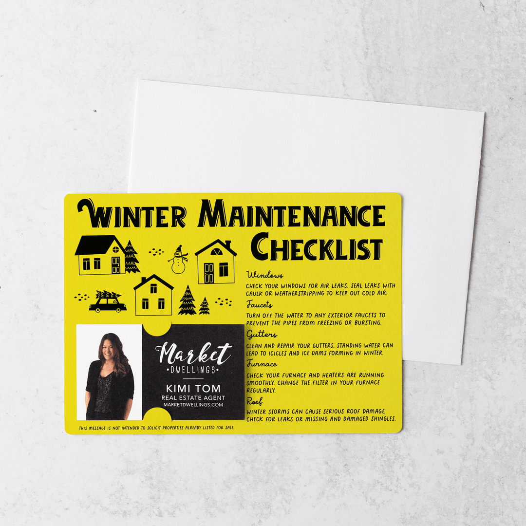 Set of Winter Maintenance Checklist  | Winter Mailers | Envelopes Included | M28-M004 Mailer Market Dwellings LEMON  