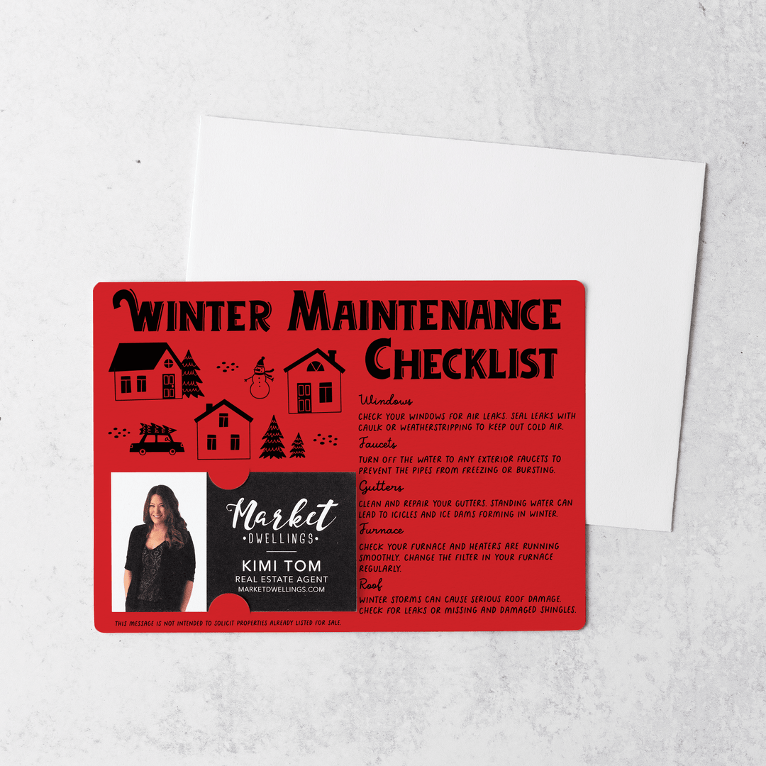 Set of Winter Maintenance Checklist  | Winter Mailers | Envelopes Included | M28-M004 Mailer Market Dwellings SCARLET  