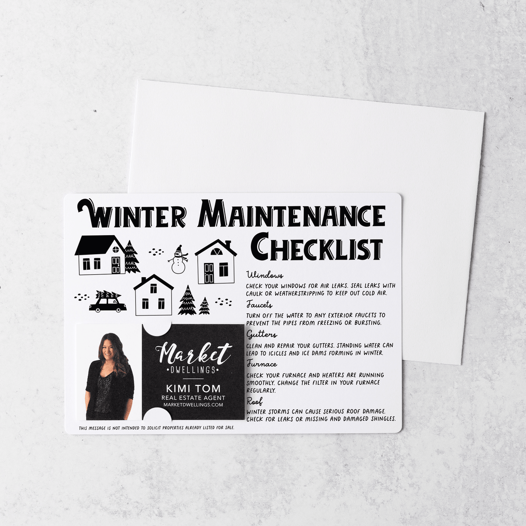 Set of Winter Maintenance Checklist  | Winter Mailers | Envelopes Included | M28-M004 Mailer Market Dwellings WHITE  