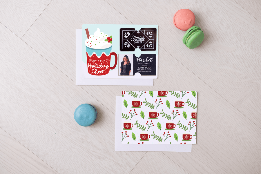 Set of "Enjoy a Cup of Holiday Cheer" Gift Card & Business Card Holder Mailers | Envelopes Included | M28-M008 - Market Dwellings