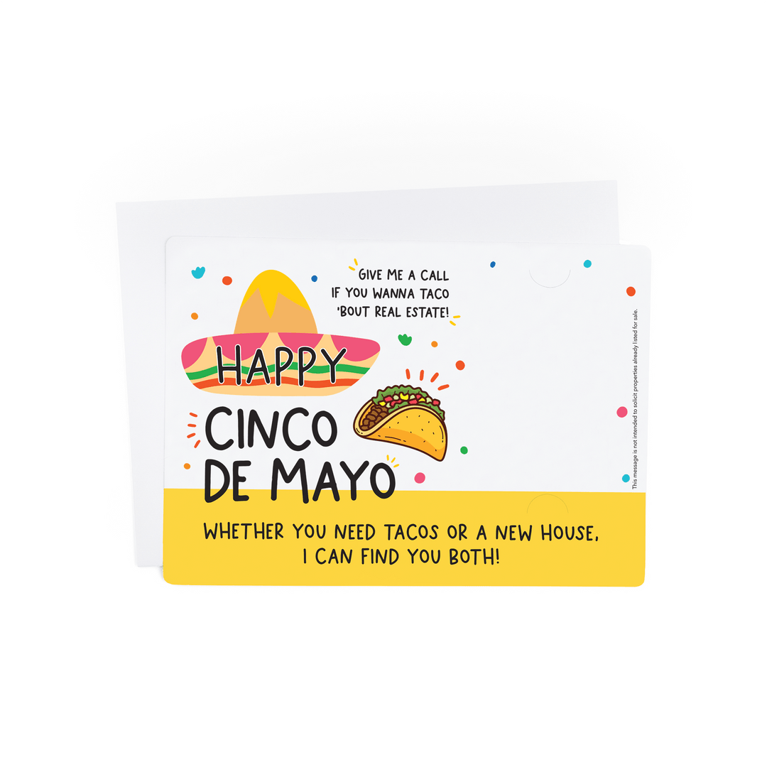Vertical | Set of "Happy Cinco de Mayo" Colorful Real Estate Mailer | Envelopes Included | M29-M005 - Market Dwellings