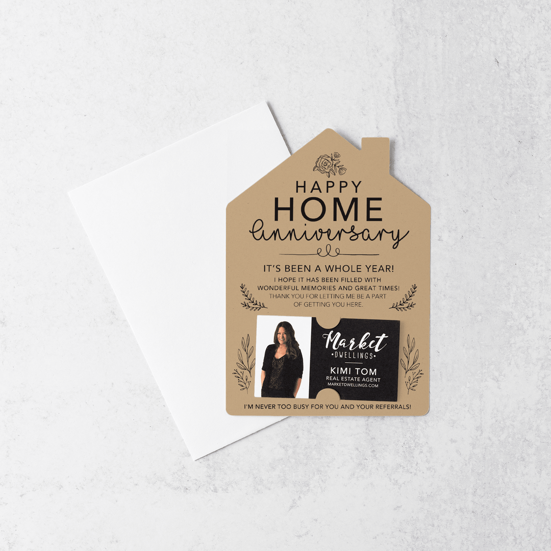 Set of Home Anniversary Real Estate Mailers | Envelopes Included | M34-M001 Mailer Market Dwellings KRAFT  