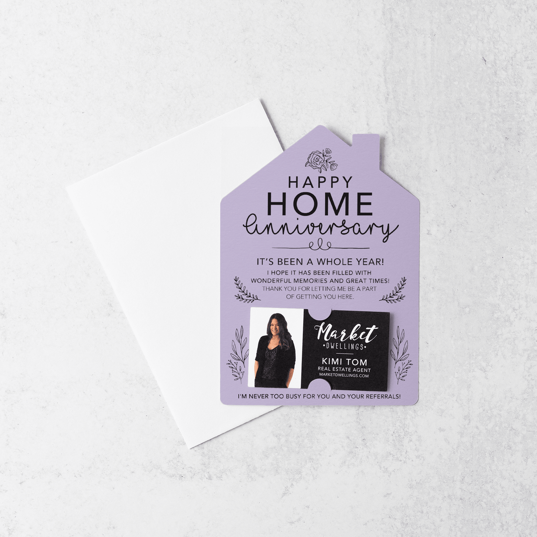 Set of Home Anniversary Real Estate Mailers | Envelopes Included | M34-M001 Mailer Market Dwellings LIGHT PURPLE  