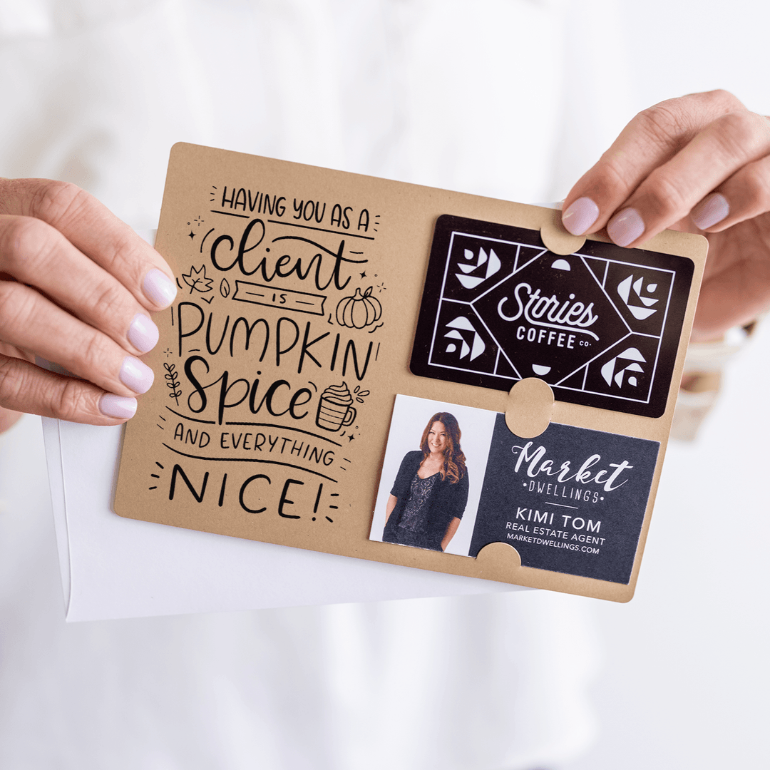 Set of "Pumpkin Spice & Everything Nice" Gift Card & Business Card Holder Mailer | Envelopes Included | M35-M008 - Market Dwellings