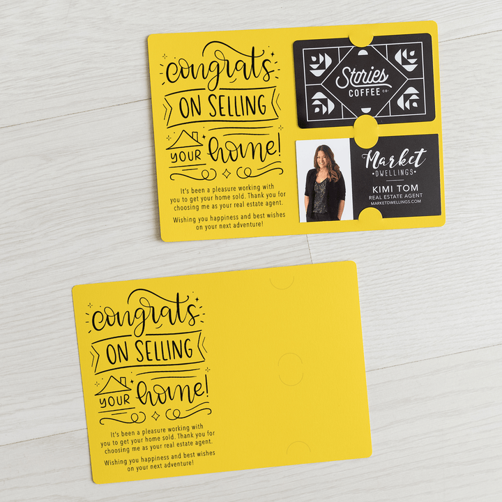 Set of "Congrats on Selling Your Home" Gift Card & Business Card Holder Mailer for Real Estate Agents | Envelopes Included | M39-M008 Mailer Market Dwellings   
