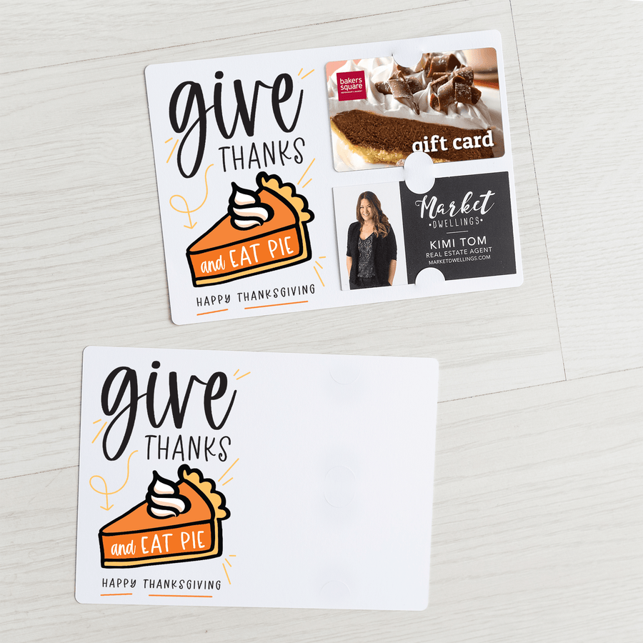 Set of "Give Thanks Eat Pie" Thanksgiving Gift Card & Business Card Holder Mailer | Envelopes Included | M40-M008 - Market Dwellings