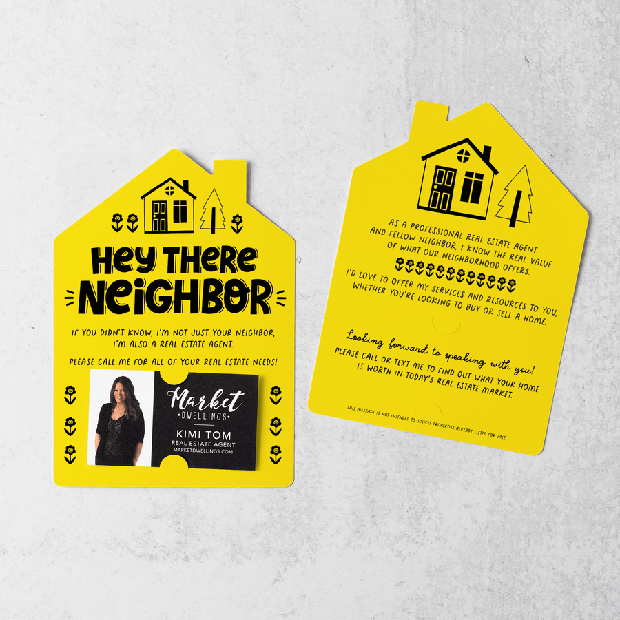 Hey There Neighbor Mailer w/Envelopes | Real Estate Agent Marketing | Insert your business card | M42-M001 Mailer Market Dwellings LEMON  