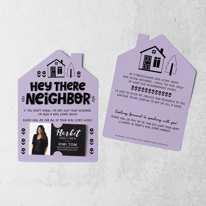 Hey There Neighbor Mailer w/Envelopes | Real Estate Agent Marketing | Insert your business card | M42-M001 Mailer Market Dwellings LIGHT PURPLE  