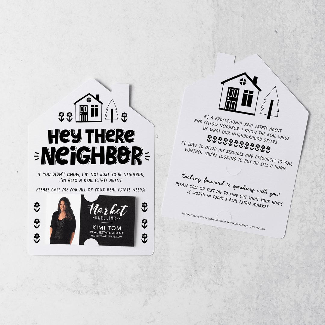 Hey There Neighbor Mailer w/Envelopes | Real Estate Agent Marketing | Insert your business card | M42-M001 Mailer Market Dwellings WHITE  