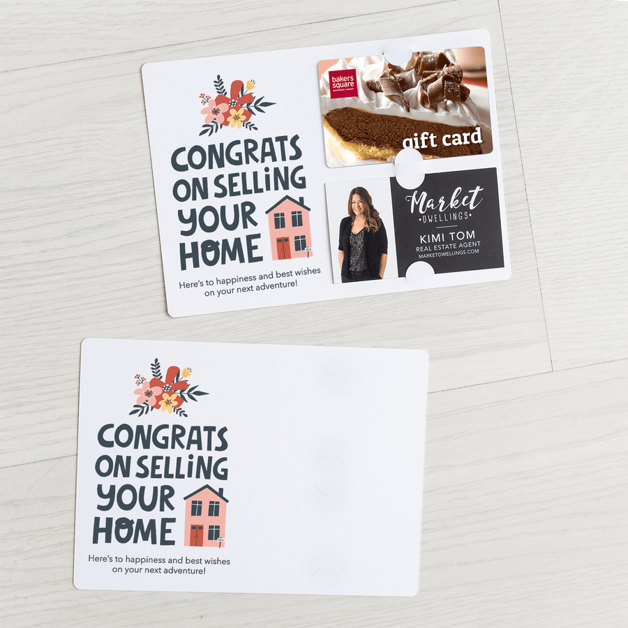 Set of "Congrats on Selling Your Home" Gift Card & Business Card Holder Mailer for Real Estate Agents | Envelopes Included | M42-M008 - Market Dwellings