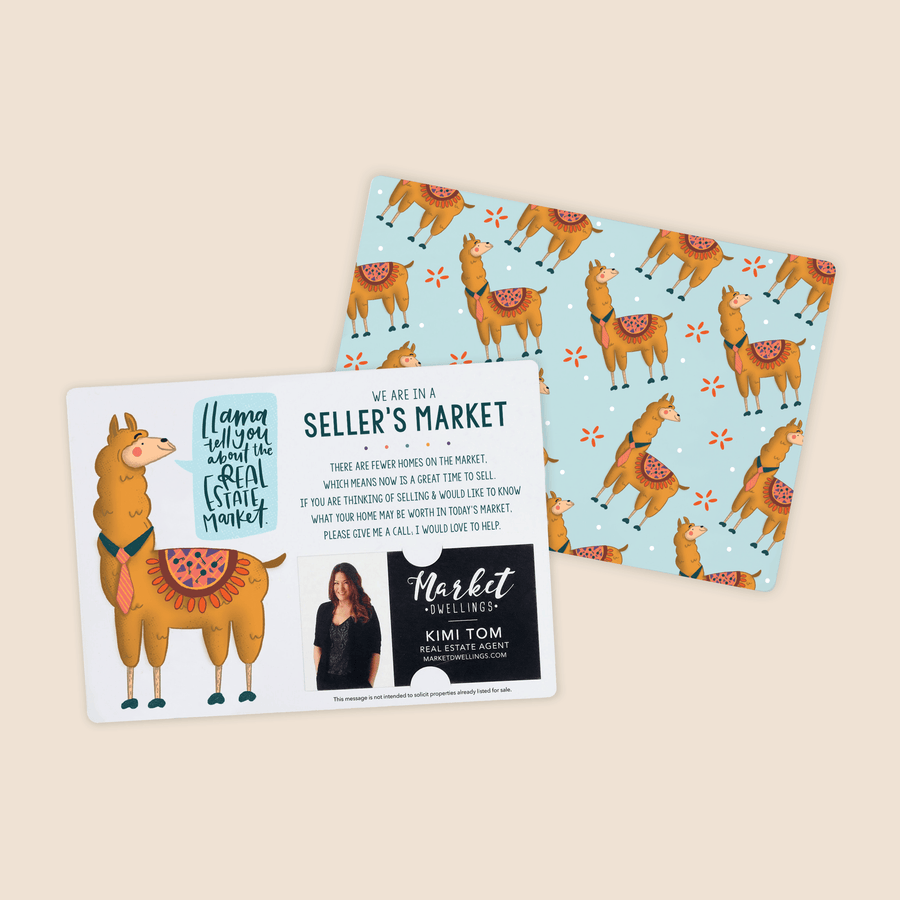 Set of "Llama Tell You About The Real Estate Market" Double Sided Mailers | Envelopes Included | M45-M003 - Market Dwellings