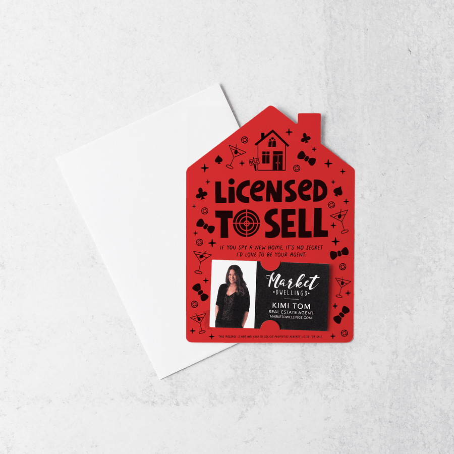Set of Licensed To Sell Real Estate Mailers | Envelopes Included | M47-M001 Mailer Market Dwellings SCARLET  