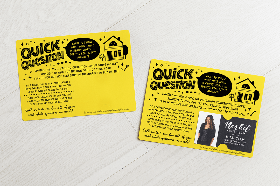 Quick Question Market Analysis Mailers for Real Estate Agents Mailers | Envelopes Included | M98-M003 - Market Dwellings