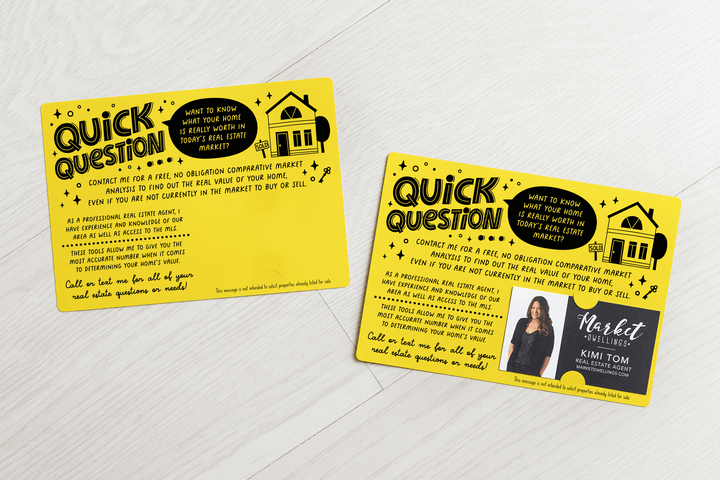 Quick Question Market Analysis Mailers for Real Estate Agents Mailers | Envelopes Included | M98-M003 Mailer Market Dwellings LEMON  