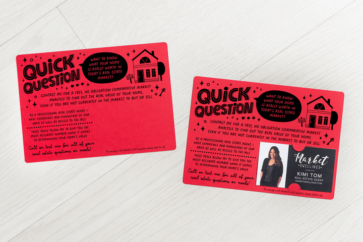 Quick Question Market Analysis Mailers for Real Estate Agents Mailers | Envelopes Included | M98-M003 Mailer Market Dwellings SCARLET  