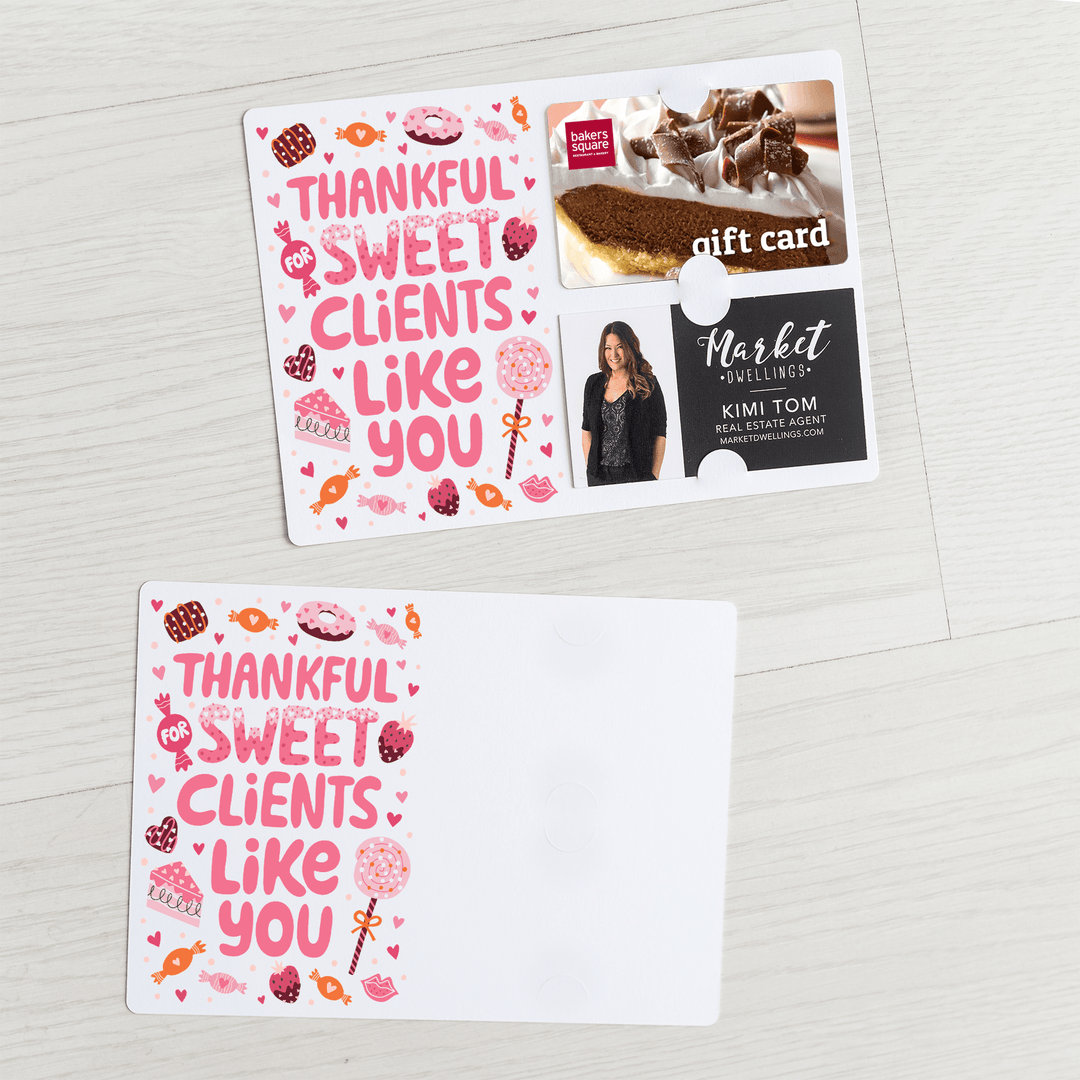 Set of "Thankful for Sweet Clients Like You" Gift Card & Business Card Holder Mailers | Envelopes Included | M48-M008 - Market Dwellings