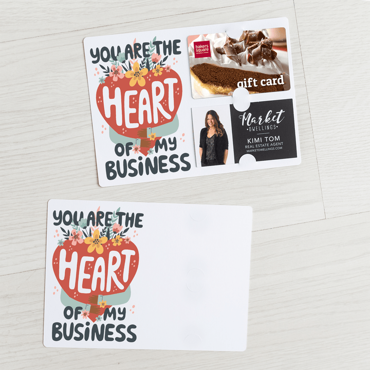 Set of "You are the Heart of My Business" Gift Card & Business Card Holder Mailers | Envelopes Included | M49-M008-AB Mailer Market Dwellings DARKHANDS  