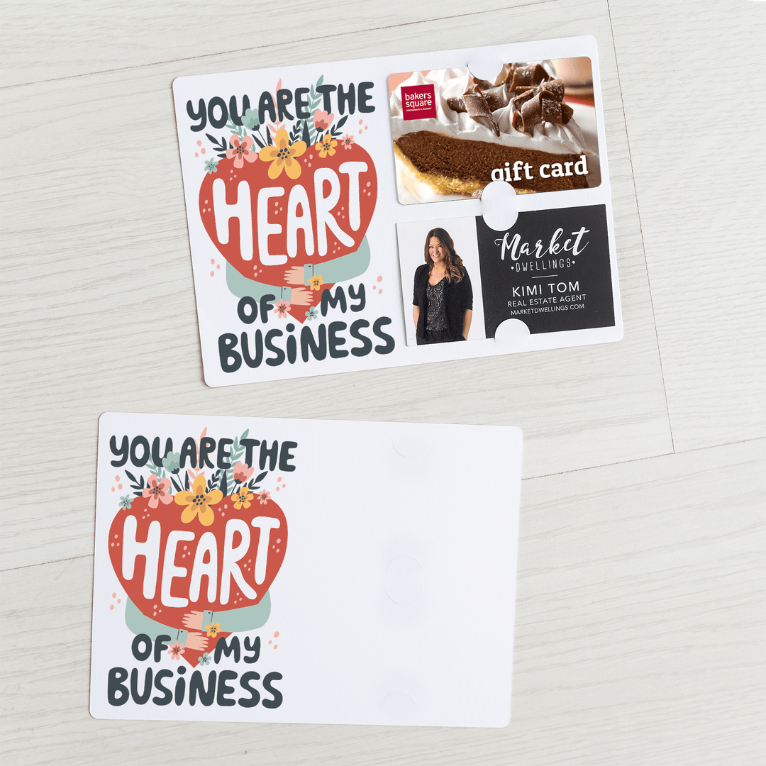 Set of "You are the Heart of My Business" Gift Card & Business Card Holder Mailers | Envelopes Included | M49-M008-AB Mailer Market Dwellings   