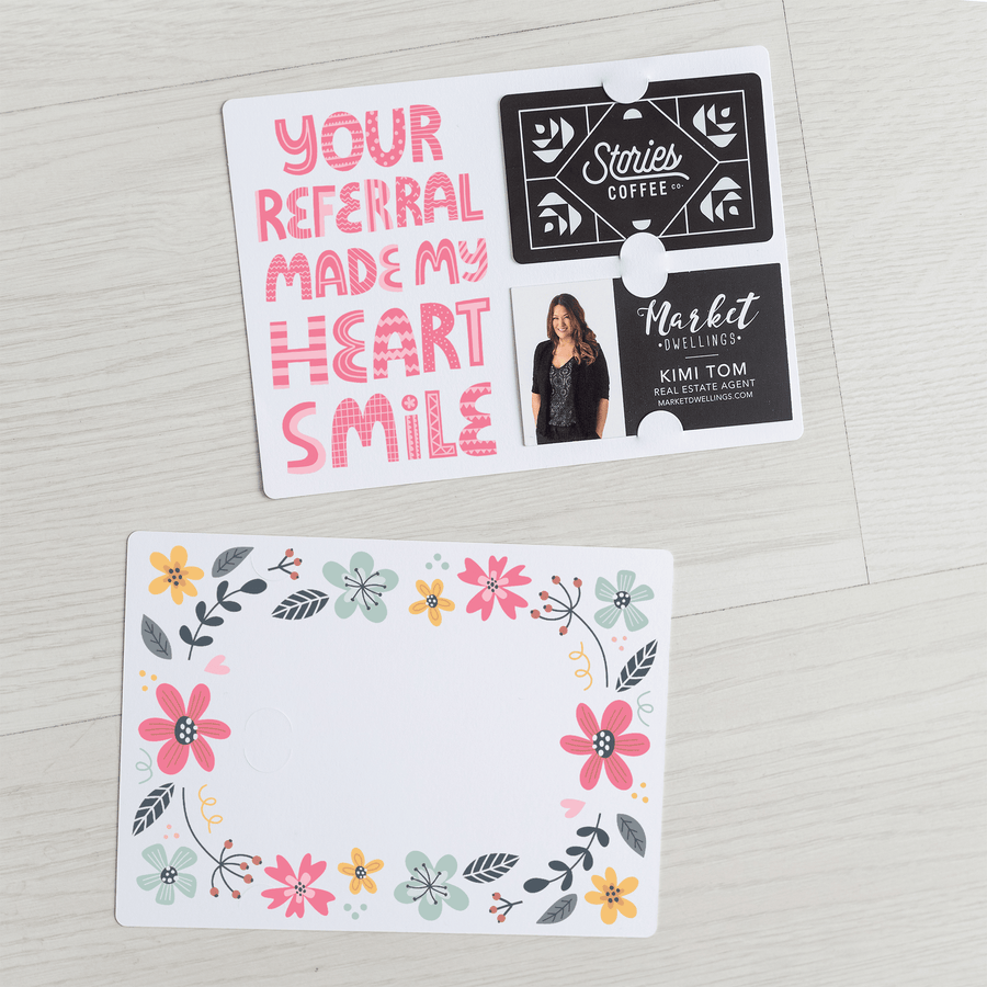 Set of "Your Referral Made My Heart Smile" Gift Card & Business Card Holder Mailers | Envelopes Included | M50-M008 Mailer Market Dwellings   