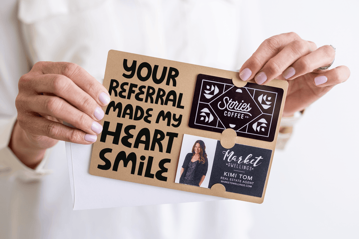 Set of "Your Referral Made My Heart Smile" Gift Card & Business Card Holder Mailer | Envelopes Included | M51-M008 Mailer Market Dwellings   