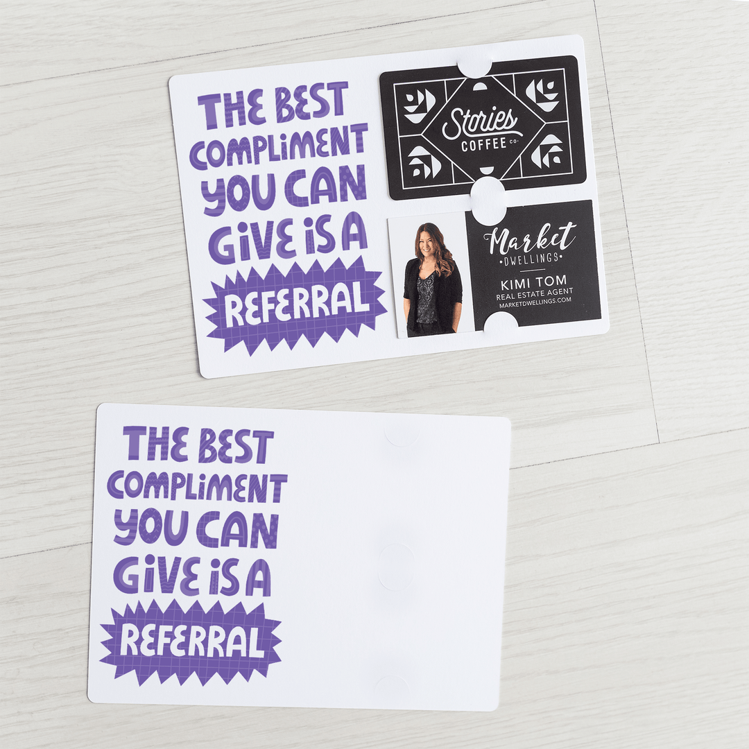 Set of "The Best Compliment You Can Give is a Referral" Gift Card & Business Card Holder Mailer | Envelopes Included | M54-M008 Mailer Market Dwellings   