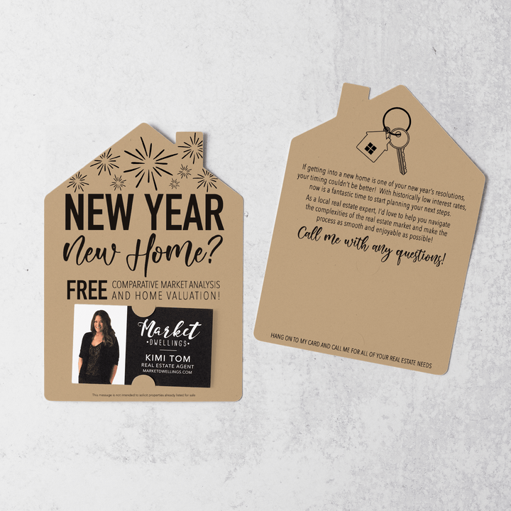 Set of New Year, New Home New Years Mailers | Envelopes Included | M6-M001 Mailer Market Dwellings KRAFT  