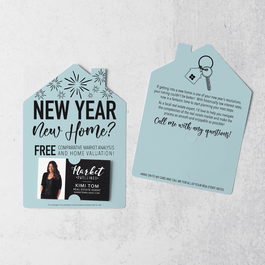 Set of New Year, New Home New Years Mailers | Envelopes Included | M6-M001 Mailer Market Dwellings LIGHT BLUE  