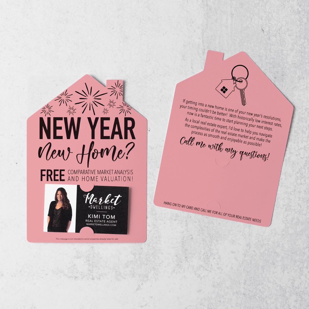 Set of New Year, New Home New Years Mailers | Envelopes Included | M6-M001 Mailer Market Dwellings LIGHT PINK  