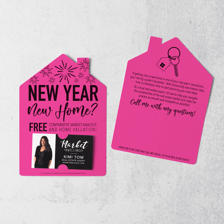 Set of New Year, New Home New Years Mailers | Envelopes Included | M6-M001 Mailer Market Dwellings RAZZLE BERRY  