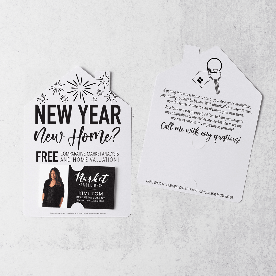 Set of New Year, New Home New Years Mailers | Envelopes Included | M6-M001 Mailer Market Dwellings WHITE  